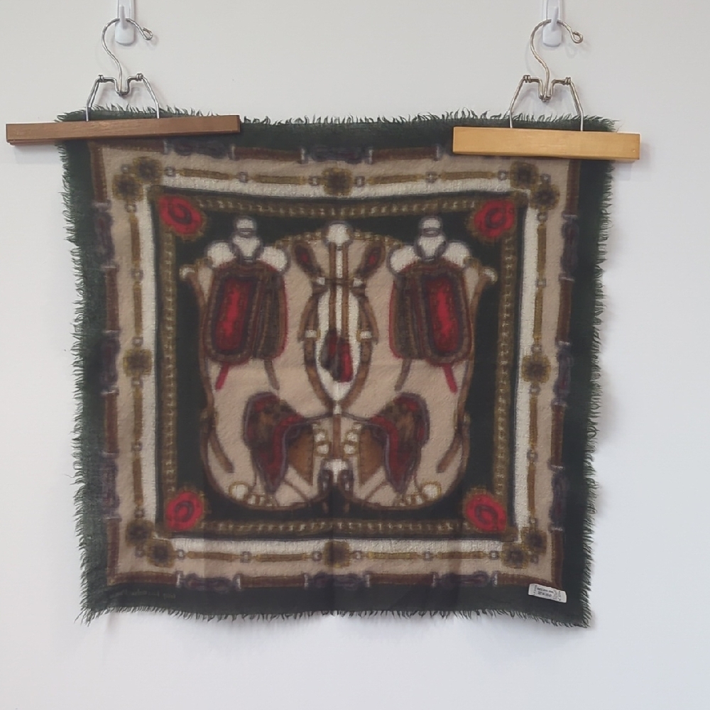 Vintage Guy Laroche Paris Wool Equestrian Scarf